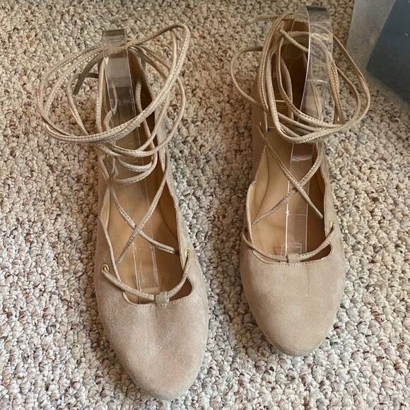Nine West Tan Lace Up Ballet Flat - Picture 4 of 8